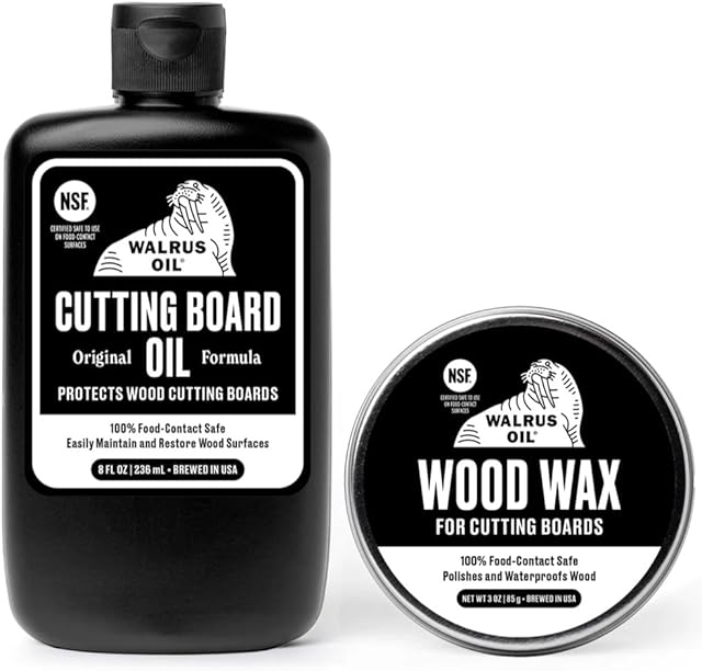 WALRUS OIL - Cutting Board Oil and Wood Wax Set. For Cutting Boards, Butcher Blocks, Wooden Spoons, and Bowls. 100% Food-Contact Safe.