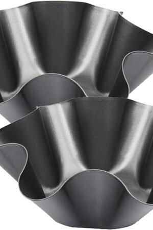 2 Pack 8.5" Nonstick Large Taco Shell Bowl – Carbon Steel Tortilla Maker Shell Pans Baking Molds Tostada for Frying Salad Bowls