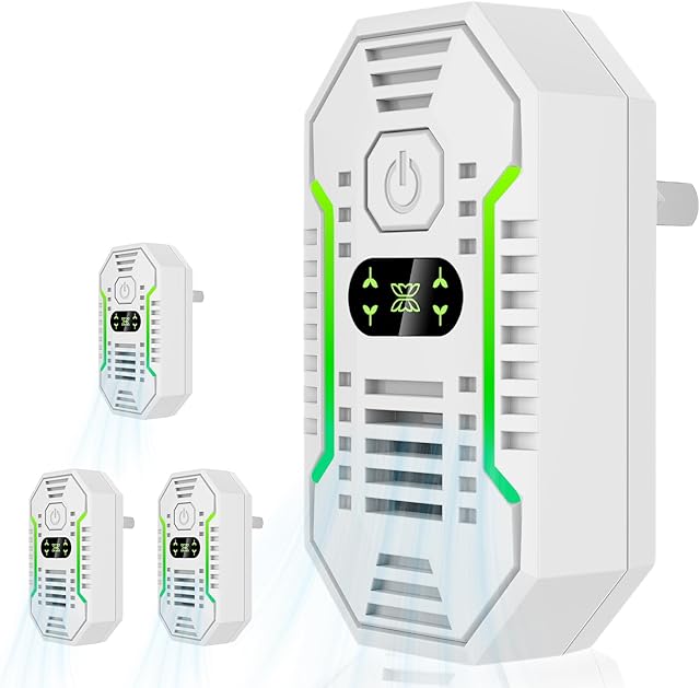 Air Ionizers for Home, Negative Ion Air Purifier - Ultra Quiet Plug In Air Freshener for Bedroom Office Kitchen Basement - Portable Mini Air Cleaner (Punk, 4 PCS)