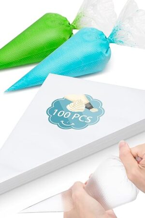 100pcs Thick Disposable Icing Piping Bags, Professional Pastry Bags 12inch, Heavy Duty Anti Burst Cake Tipless Piping Bags for Chocolate Royal Cupcake Cream Frosting Cookie Decorating Baking Supplies