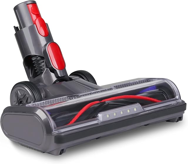 HESTIA Hardwood Floor Attachment for Dyson V7 V8 V10 V11 V15 SV10 SV12 SV14 Cordless Stick Vacuum Cleaners, V-Shaped Roller Brush, LED Headlights, Cleaner Head Replacement Parts