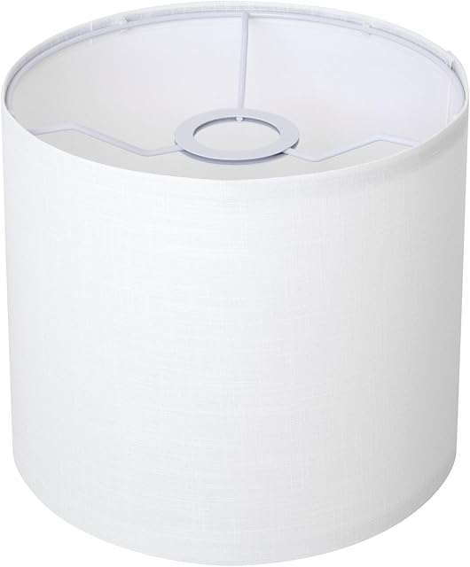 White Linen Small Drum Lampshade, 8.66" Top x 8.66" Bottom x 7.87" High Lamp Shade, Lamp Shade Replacement for Table and Floor Lamps, Pendant Light,Handcrafted Lampshade,Easy Assembly