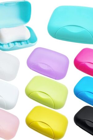 10 PCS Soap Box Holder,Plastic Travel Soap Dish,Portable Leak Proof Soap Case Container for Bathroom,Camping,Gym,Business Trip,10 Colors