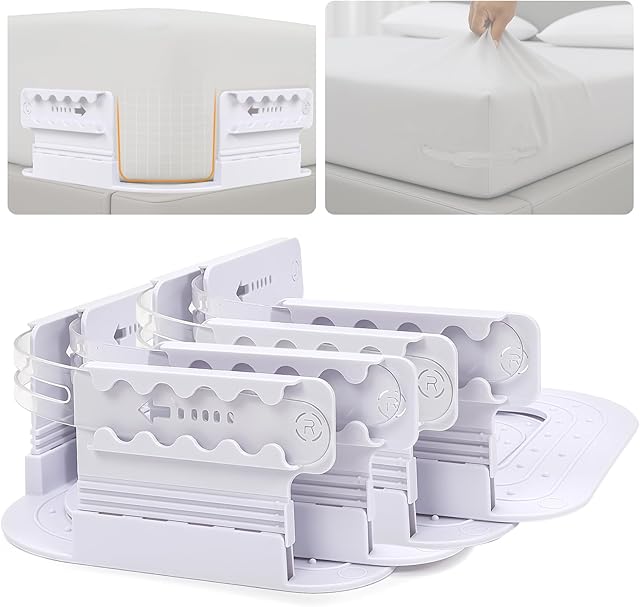 breakdark Bed Sheet Holders for Corners, Adjustable Lock Sheet Holders, Fitted Sheet Holders Heavy Duty Keep Sheets Firm & Tight, Bed Sheet Clip, Sheet Locks, Fit All Mattress Easy Installation