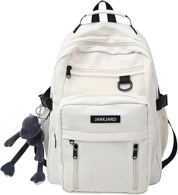 Cute Aesthetic Kawaii Backpack for Girls, Large Capacity White