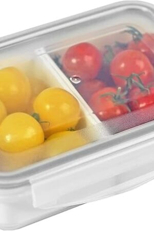 carrotez Food Storage Containers with 2 Removable Compartments, Snack Containers with Airtight Lids, Portion Control Container, Reusable, BPA Free, 2 Cup (480ml)