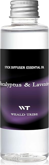 WEALD TRIBE Stick Scent Diffuser Oil Refill Eucalyptus & Lavender 4 fl oz 120ml 6 Sticks