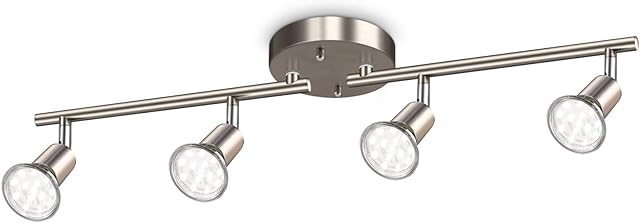 Ascher 4-Light LED Track Lighting Kit Ceiling Spotlight 4W Daylight White Matt Nickel Finish