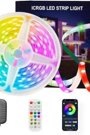 100 ft(2 Rolls of 50ft) IC+RGB,Led Lights for Bedroom,Music Sync Color Changing,Led Strip Lights,with Remote App Control Led Strip,Led Lights for Room Home Kitchen Decor Party