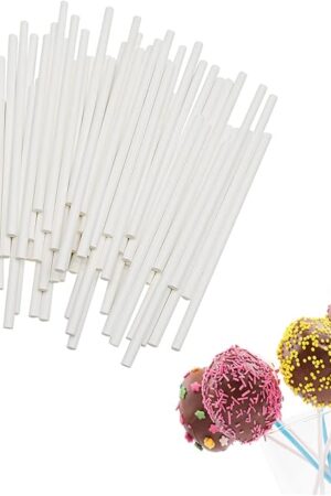 4 Inch White Lollipop Sticks, Lollipop Treat Sticks, for Homemade Candy, Cookies, Dessert, 200 Pcs