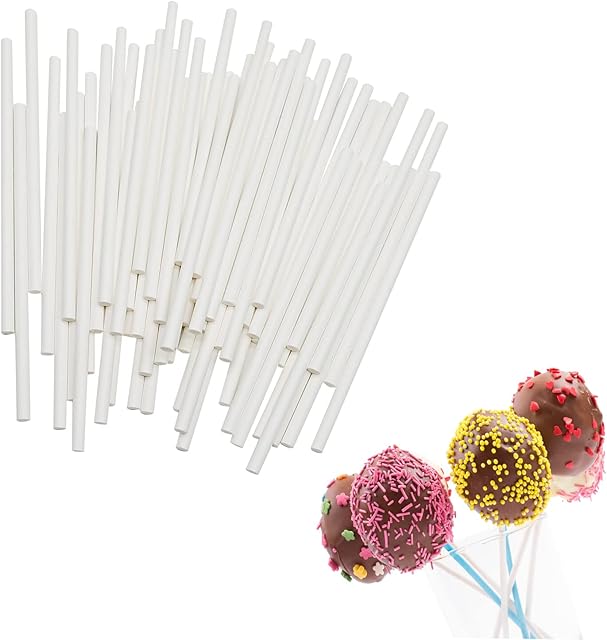 4 Inch White Lollipop Sticks, Lollipop Treat Sticks, for Homemade Candy, Cookies, Dessert, 200 Pcs