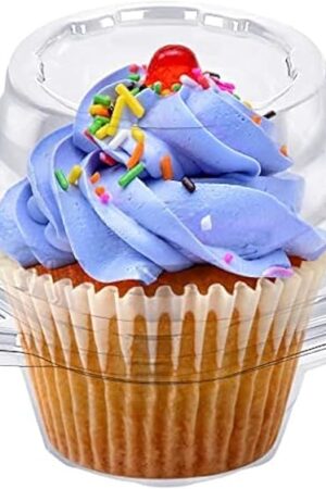 Cupcake Boxes Individual Cupcake Containers, 50 Packs Regular Single Cupcake Holder High Topping for Muffins, Thicker Stackable Plastic Cupcake Carrier for Party (50 pack)