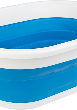 Collapsible Laundry Basket - 39L (10.3-Gallon) Portable Sink - Multipurpose Plastic Bin, Hamper, or Ice Bucket - Camping Essentials by Wakeman Outdoors (Blue)