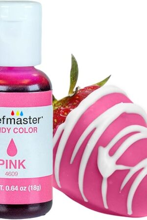 Chefmaster Pink Candy Color | True-Tone Shades | Oil-Based | Professional-Grade Dye | Chocolate, Strawberries, Cake Pops | Decorating | Easy-to-Use | Manufactured in the USA | 0.64 oz