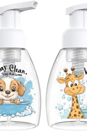 2PCS Foaming Soap Dispenser, DQELFA Foam Hand Soap Dispenser Pump Bottles, Refillable Plastic Foam Dispenser for Soap, Kitchen, Bathroom (8oz,250ml)