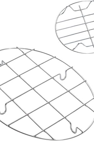 2 Pieces Multi-Purpose Stainless Steel Cooking Rack Set for Baking, Roasting, Steaming, and Cooling,Round and Oval Shapes Included.