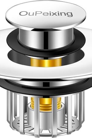 Bathtub Plug | Bathroom Drain Plug | Shower Sewer Hair Collector, Pop-Up Bathtub Plug with Strainer Drain Protector for 1-1/2 to 1-3/4 Inch Bathtub Drain Holes (Silver)