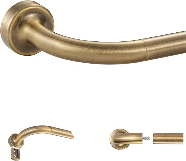 Antique Bronze Disc Curtain Rods, 48-84 Inches Window Curtain Rod,Adjustable Room Darkening Curtain Rod with Aluminum Finials and Brackets,Wrap Around Design