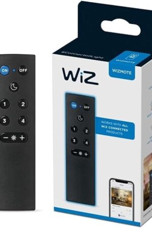 WiZ Remote Light Switch - Works with All WiZ Products - Turn Lights On or Off - Brighten or Dim the Room - Control with WiZ Connected App or Voice Assistant - No Hub Required - Black - 1 Pack