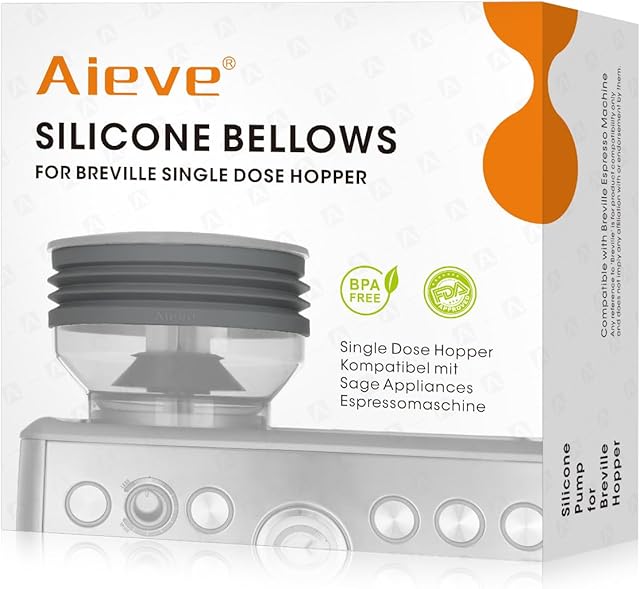 AIEVE Silicone Bellow Compatible for Breville Barista Express, Single Dose Hopper for Breville Espresso Machine,Gray