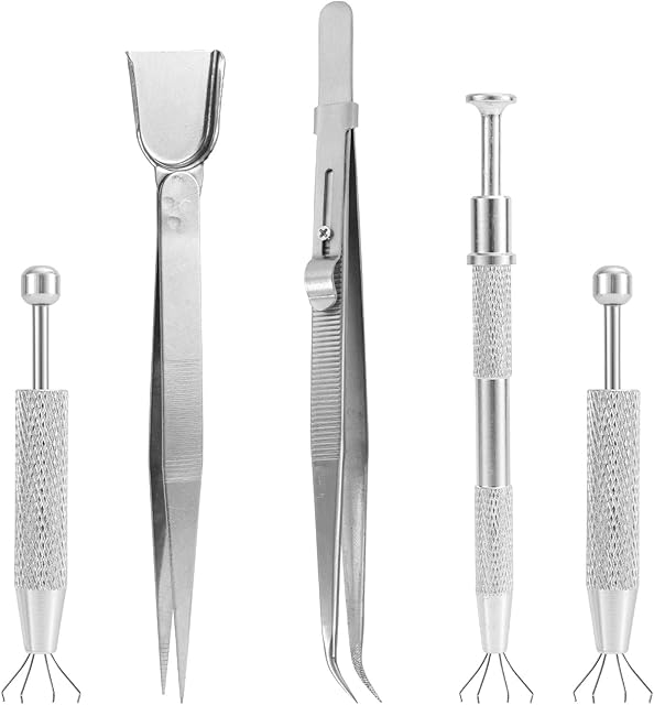 5pcs Sprinkles Pen Tools for Cake Decorating, Grabber Tool Holder Set Include Pearl Piercing Ball Grabber & Tweezers Jewelry Septum Earring Bead Pick Up for Cookie Cupcake