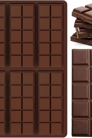 Chocolate Bar Molds, Silicone Snap Bars Making Set Easy Demoulding, Thick Chocolate Bar Mold, Used for Candy, Chocolate Snacks, Easily Make Delicious Chocolate (Square)