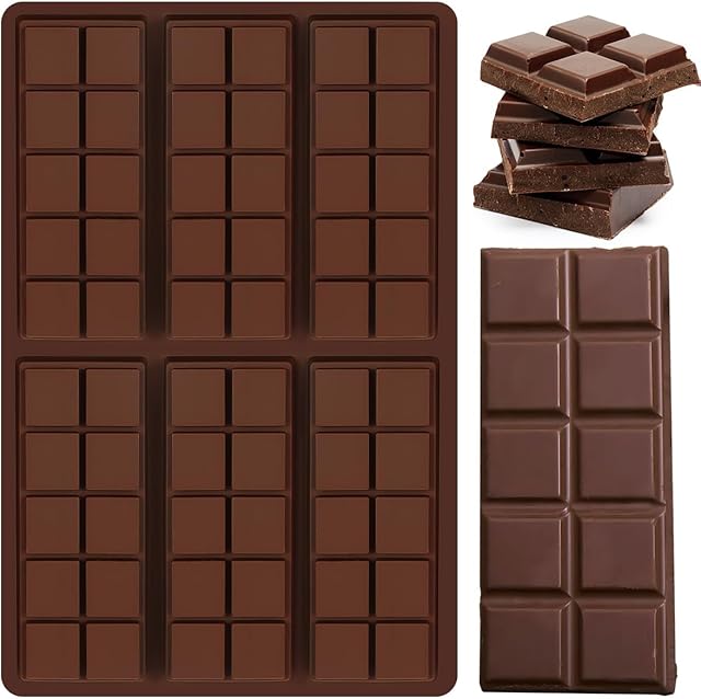 Chocolate Bar Molds, Silicone Snap Bars Making Set Easy Demoulding, Thick Chocolate Bar Mold, Used for Candy, Chocolate Snacks, Easily Make Delicious Chocolate (Square)