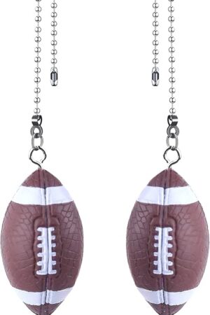 2Pcs American Football Ceiling Fan Pull Chains,Sport Theme String Charm Decorative Extension 14", Fun Light Chains Extender with Connector Accessories for Home Décor