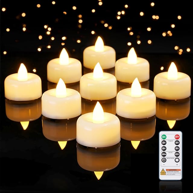 Amagic 12 Pack Remote Candles Tea Lights LED TeaLights Candles White