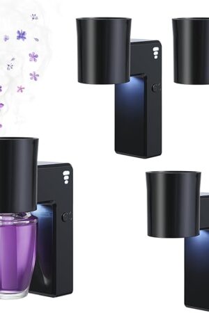 4 PCS Wall Fragrance Plug in with Night Light Compatible with Bath and Body Works Wallflowers Plug, with 3-Speed Adjustable Fragrance Diffuser Plug, Essential Oil Diffuser for Room,Toilet, Etc, Black