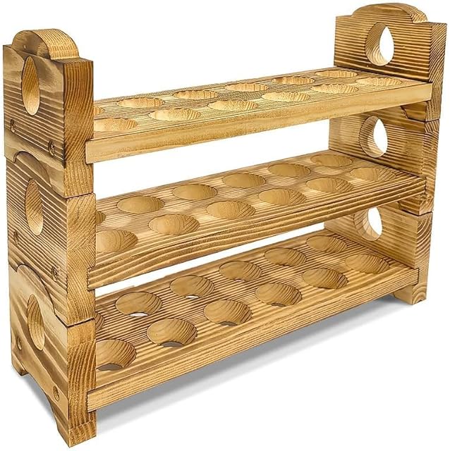 Egg Holder Countertop Farmhouse Decor - Wooden Fresh Eggs Storage for Counter - Pine Wood Egg Organizer Tray Racks