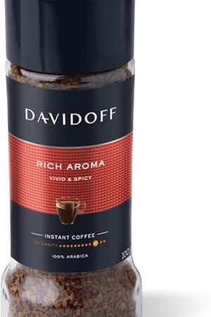 DAVIDOFF Rich Aroma Instant Coffee - Vivid and Spicy - Strong Body and Pleasant Acidity - 100% Arabica Beans - 10/12 Intensity - 1 x 3.52 oz