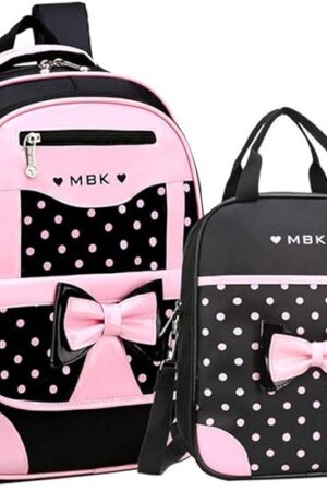 VIDOSCLA School Bags for Girls,2Pcs Bowknot Students Backpack,Elementary Princess Bookbag Sets for School
