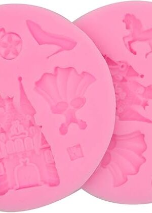 2 Pcs Silicone Fondant Mold Children's castle Mould Jelly Sugar Chocolate Fondant Silicone Molds for Sugarcraft Candy Cupcake Ice Jewelry Food Grade Silicone Molds DIY Sugar Craft Tools