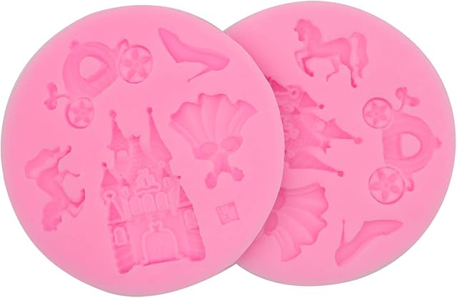 2 Pcs Silicone Fondant Mold Children's castle Mould Jelly Sugar Chocolate Fondant Silicone Molds for Sugarcraft Candy Cupcake Ice Jewelry Food Grade Silicone Molds DIY Sugar Craft Tools