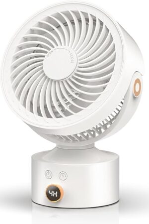 Desk Fans for Bedroom, 9-Inch Oscillating Air Circulator Fan, 3 Speeds Table fan, 120°adjustable tilt, 4H Timer, Small USB Desktop Fan for Whole Room, Home, Office