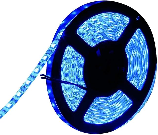 Blue LED Strip Light, Non-Waterproof 16ft/5m SMD5050 (60 LED/s) Total 300 LEDs DC12V Flexible Cuttable LED Tape Light (No 12V Power Plug/Adapter)