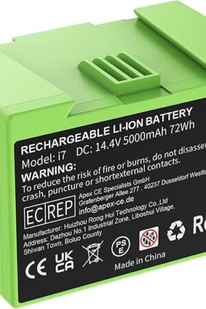 5000mAh Replacement for iRobot Battery ABL-D1 Roomba i7 j7 i3+ e and i Series, Large Capacity 14.4v 72Wh Battery Compatible with i7+ i8 i6 i4 i3 i3+ i7158 J7 7150 7550 and e5 e6 e5150 e5152 e6198 Etc