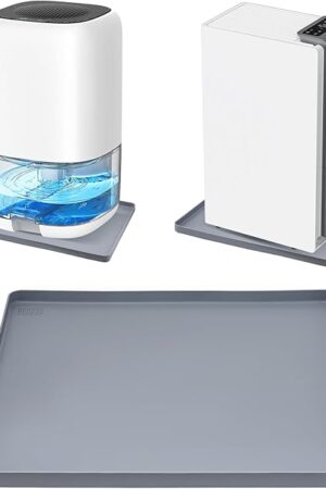 Dehumidifier Drip Pan, 18''x15'' Humidifier Drip Pan, Prevent Water Leakage and Protect Floor & Carpet, Non-Slip & Leak-Proof Silicone Mat with Raised Edge, for Under Dehumidifier and Humidifier Mat