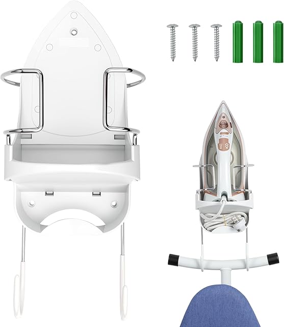 Alpinista Ironing Board Hanger Wall Mount Ironing Board Holder Wall Mount for Laundry Rooms Storage Organizer, White