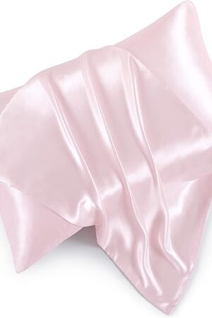 Blush Pink Satin Pillowcases with Zipper （20x26）,Standard Size Satin Pillowcases Set of 2, Blush Pink Silk Pillowcase for Hair and Skin