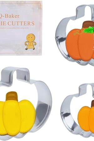3 PCS Fall Pumpkin Cookie Cutters, 3.85", 3.2", 2.25"Halloween Thanksgiving Cookie Cutters for Harvest Holiday Decoration Party Supplies