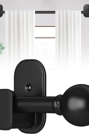 Curtain Rods No Drilling for Windows 32 to 45 Inch:No Drill Small Black Curtain Rod with Adhesive Brackets for Bedroom,5/8" Apartment Renter Friendly Adjustable Drapery Rods Easy Install