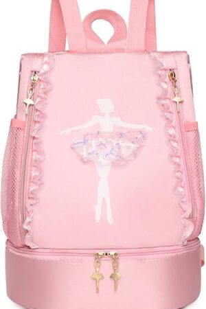 Yitengteng Ballet Dance Backpack with Separate Shoe Compartment,Little Girls Ballerina Bag for Dance Toddler Bag Gymnastics Latin Dance Yoga Tap Dance Jazz Storage Bag (Pink)