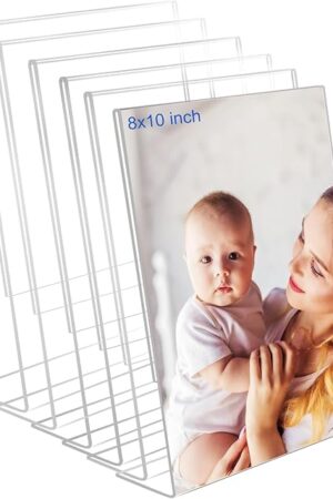 8x10 Acrylic Picture Frames, Set Of 6 Clear Acrylic Frameless Transparent Frame Gift for Desktop Display, Vertical Standing Picture or Display Sign Holder with Inserts for Home Office