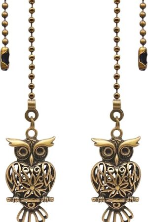 Vintage Owl Ceiling Fan Pull Chains 12 Inches Beaded Ball Extender Ornament with Connector for Fan Wall Lamp Bronze