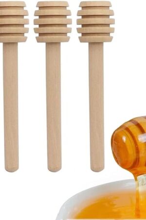 4 Pcs Wooden Honey Dipper Sticks,3 Inches Honey Comb Stick Honey Spoon Honey Wand for Honey Collecting Dispensing Drizzling Jam