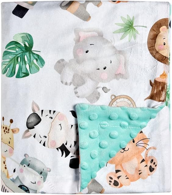 Baby Blanket Super Soft Minky Blanket Cute Animal Blanket with Dotted Backing for Newborns Nursery Stroller Receiving Toddlers Crib Bedding for Boy or Girl(30 x 40 Inch) (Animal)