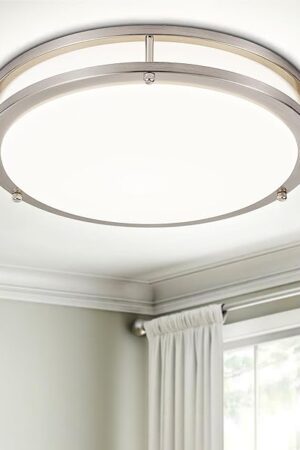 DLLT Flush Mount LED Ceiling Light: 13 Inch 5CCT (3000K-6000K) & Dimmable Ceiling Light Fixtures for Bedroom Hallway - 24W Modern Brushed Nickel Super Bright Kitchen Lighting Fixtures Ceiling
