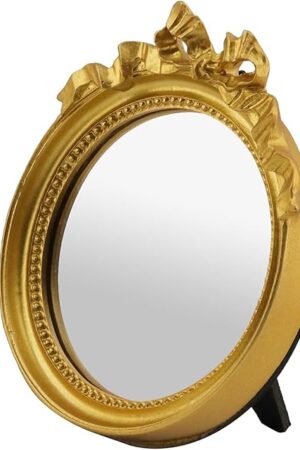 Bitray Vintage Wall Mirror Decorative Hanging Mirror 4.2" Dia Small Gold Round Wall Mirror